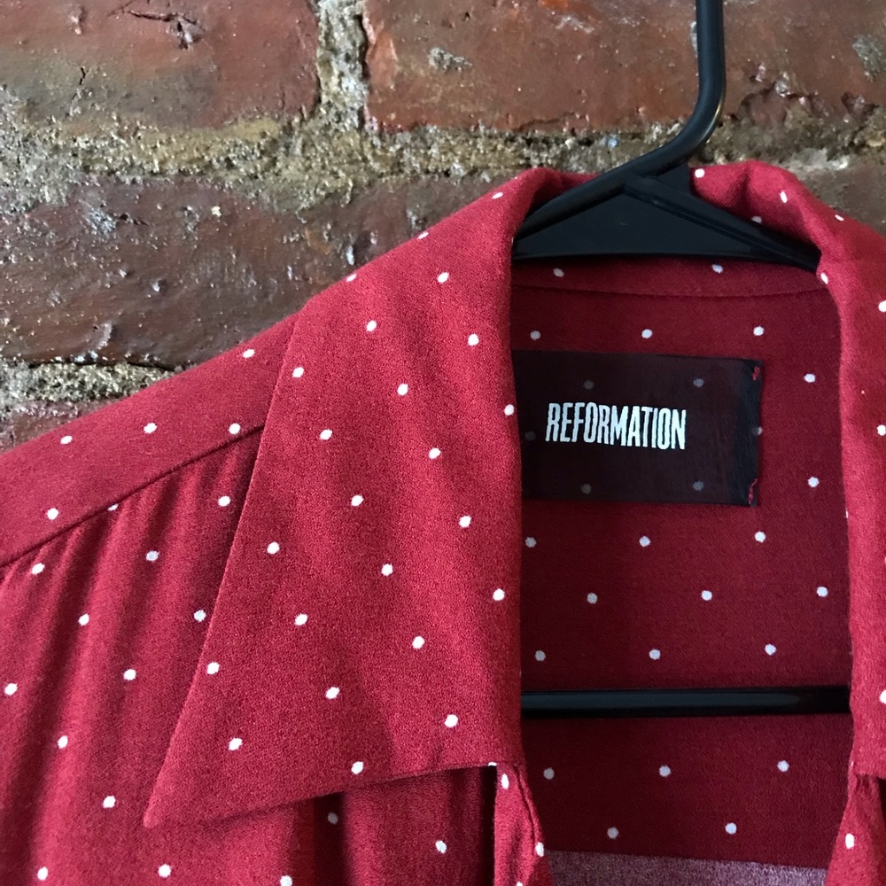 Reformation Polka Dot Tie Top - Picture 2 of 3